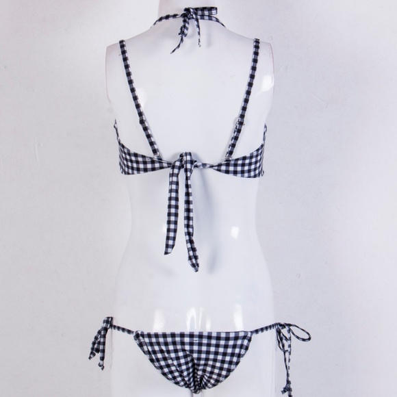 Sexy Low Waisted Bandage Plaid Bikini 2-Pcs Brand New - Picture 4 of 7
